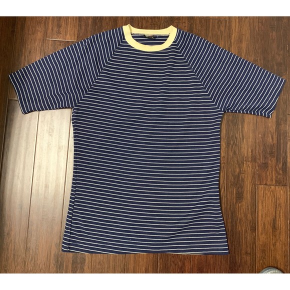 Vintage Mens XL Tee Grubb Stuff Crewneck Shirt Pullover Short Sleeve Blue Stripe - Picture 8 of 10